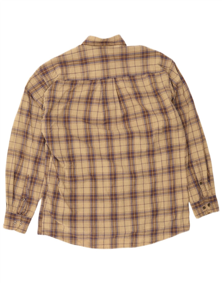 Camel Camisa masculina de flanela xadrez bege médio