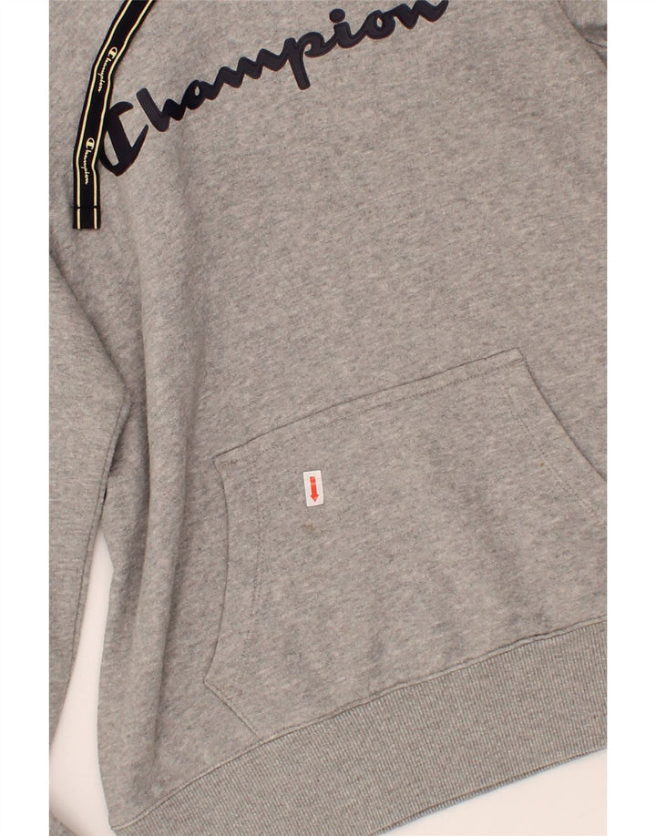 CHAMPION Womens Graphic Hoodie Jumper UK 14 Medium Grey Cotton Vintage Champion and Second-Hand Champion from Messina Hembry 