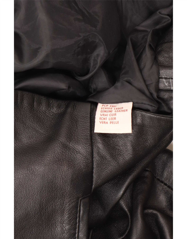 Blazer de couro feminino vintage EU 40 couro preto médio