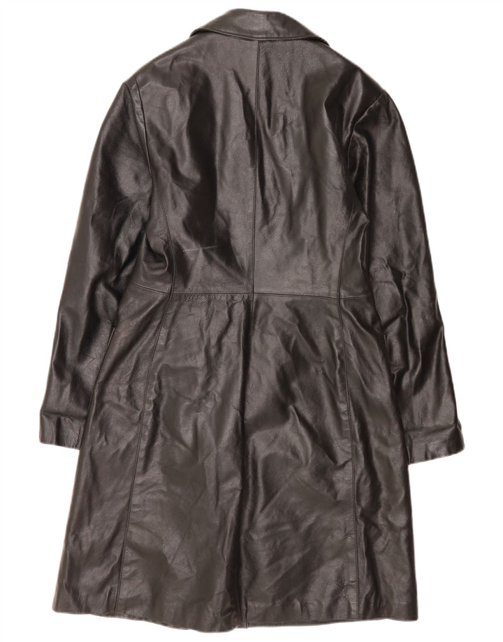 Casaco de couro feminino vintage IT 46 grande preto