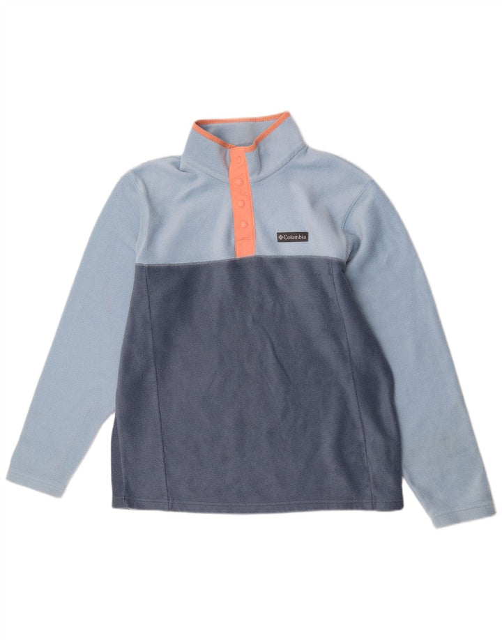 Suéter de lã masculino Columbia com gola redonda e poliéster colorblock azul médio