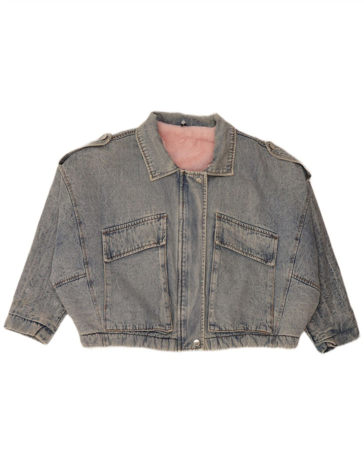 NOVA COLEÇÃO Jaqueta jeans feminina oversized manga 3/4 Reino Unido 10 pequena azul