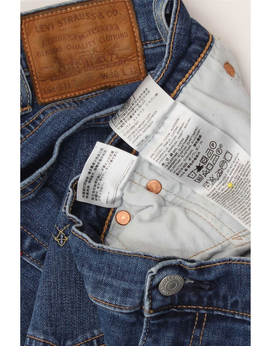 Calça Jeans Levis 511 Slim Masculina W38 L32 Azul Algodão