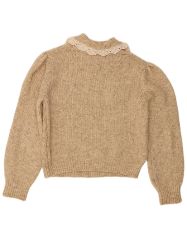 Zara Suéter feminino com gola polo 13-14 anos bege