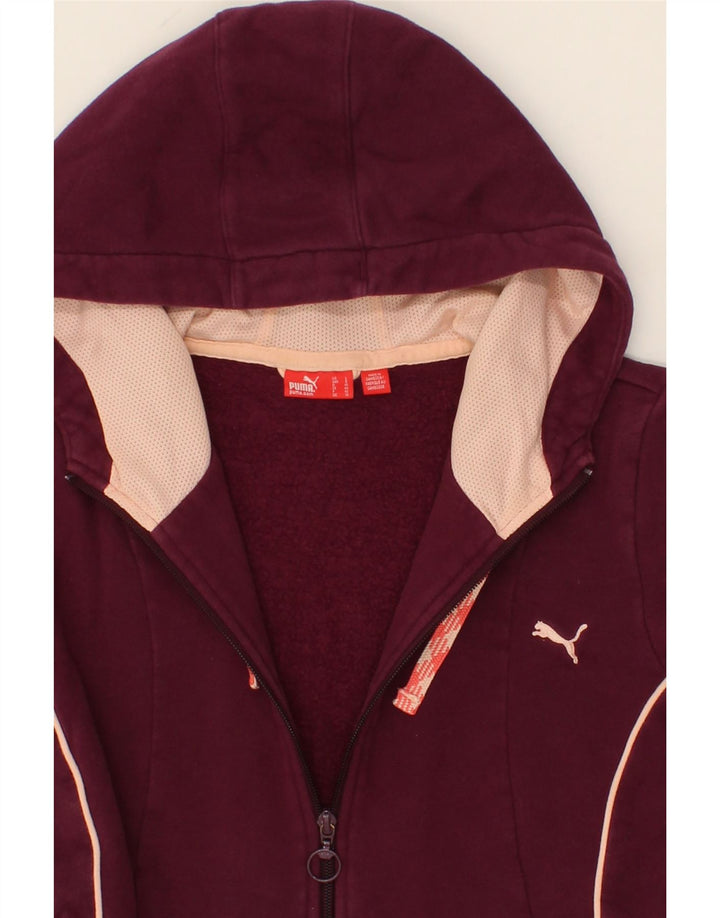 PUMA Womens Zip Hoodie Sweater UK 14 Large Maroon Cotton Vintage Puma and Second-Hand Puma from Messina Hembry 