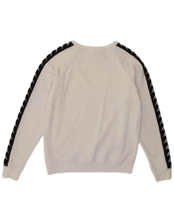 KAPPA moletom feminino gráfico jumper UK 14 médio branco colorblock