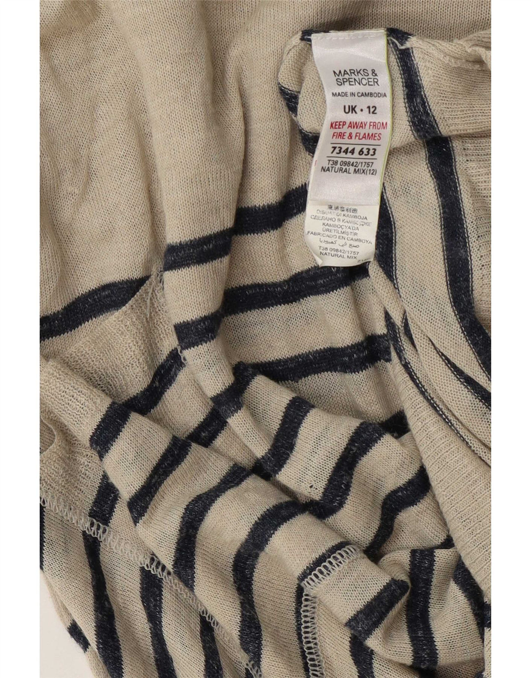 Suéter feminino assimétrico com gola canoa Marks & Spencer Reino Unido 12 bege médio