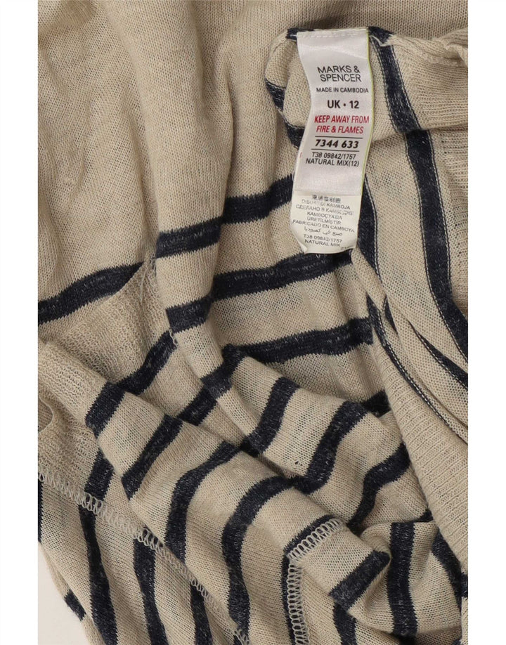 Suéter feminino assimétrico com gola canoa Marks & Spencer Reino Unido 12 bege médio