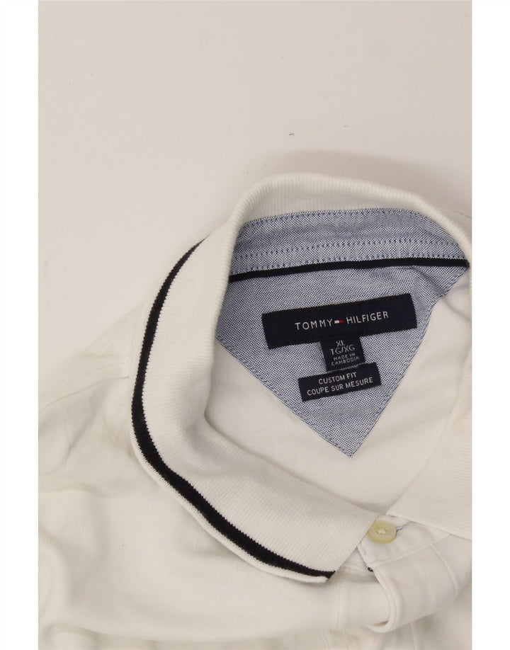 TOMMY HILFIGER Mens Custom Fit Polo Shirt XL White Cotton Vintage Tommy Hilfiger and Second-Hand Tommy Hilfiger from Messina Hembry 
