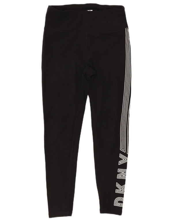Dkny Leggings femininas gráficas pequenas de algodão preto