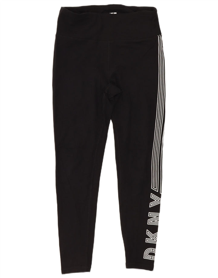Dkny Leggings femininas gráficas pequenas de algodão preto