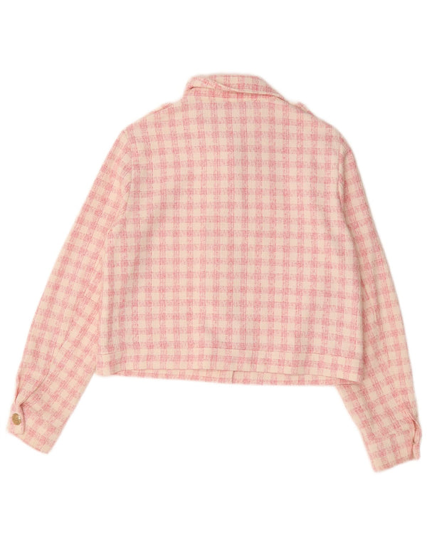 Jaqueta militar feminina Zara UK 16 grande xadrez rosa