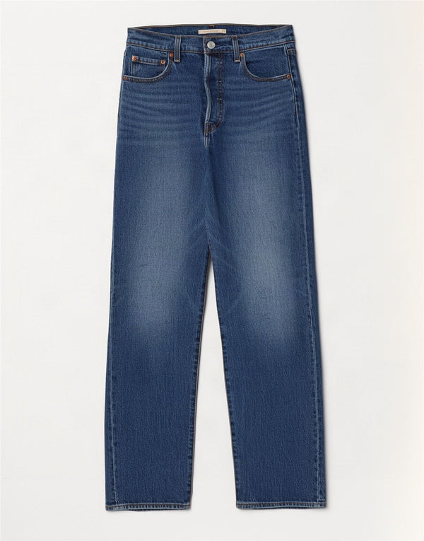 Jeans feminino Levi's Ribcage High Rise Straight W28 L32 Azul Algodão