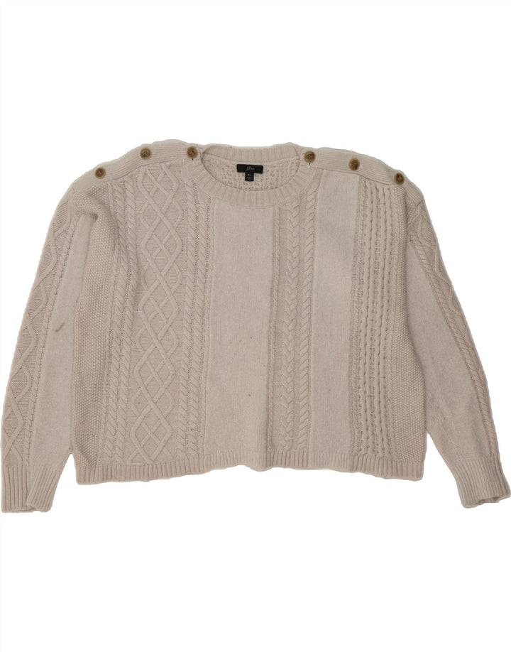 J. CREW Womens Oversized Crop Crew Neck Jumper Sweater UK 18 XL Off White Vintage J. Crew and Second-Hand J. Crew from Messina Hembry 