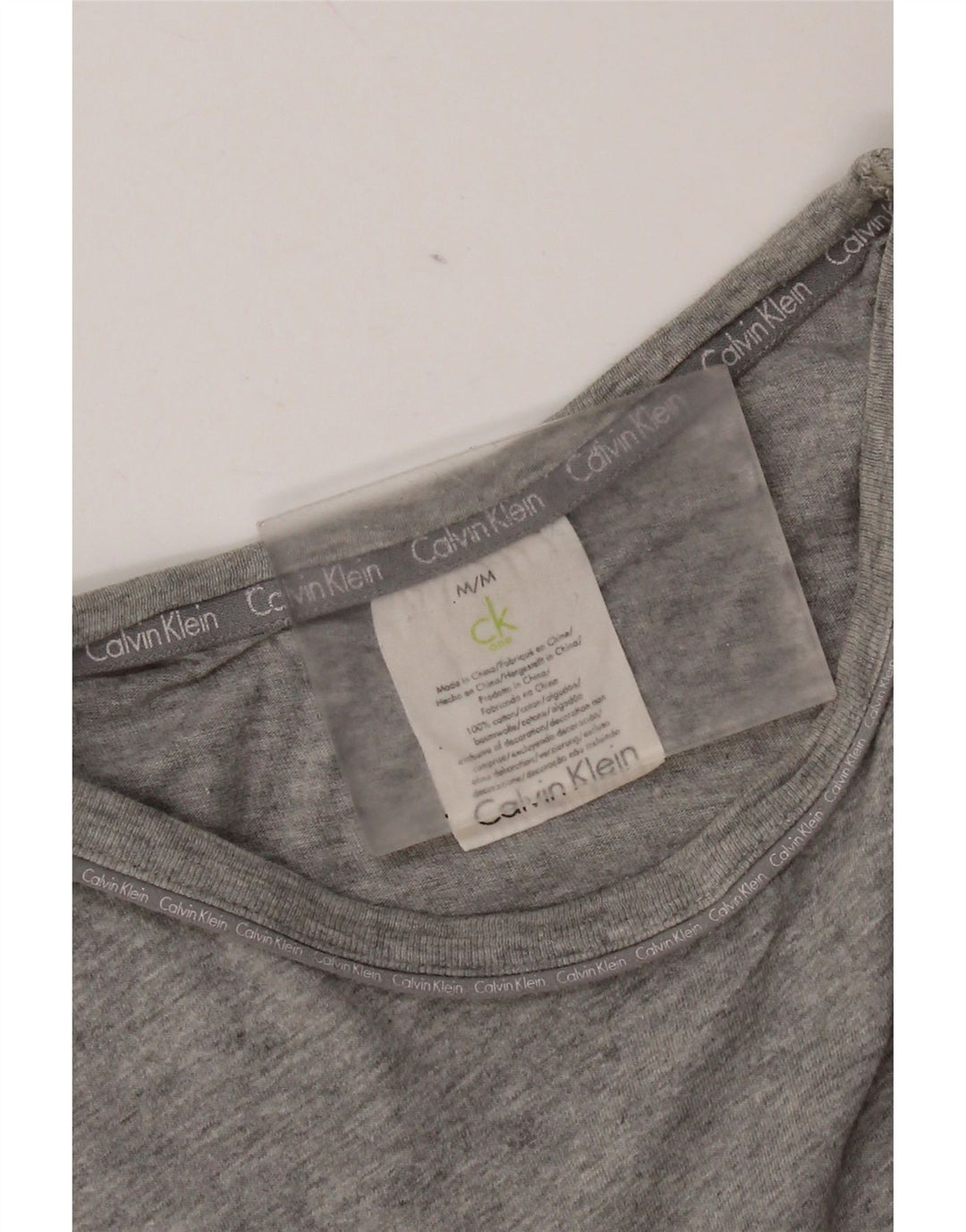 Camiseta masculina Calvin Klein algodão manchado cinza médio