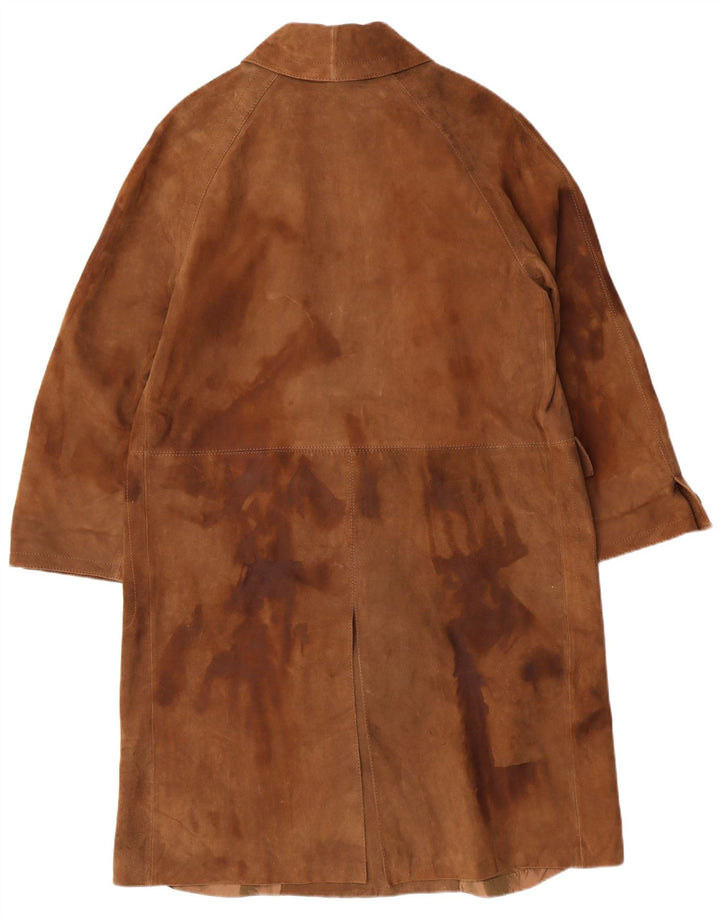 Sobretudo feminino de camurça vintage STRONG & FISHER LTD UK 18 XL marrom clássico