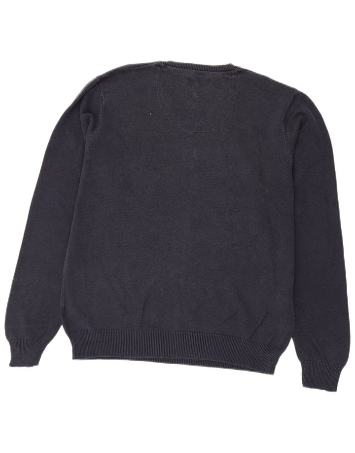 Suéter masculino Marks & Spencer com gola redonda, algodão azul marinho médio