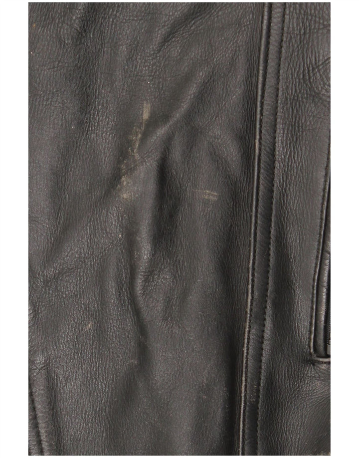 Jaqueta de couro masculina vintage para motociclista UK 36 motociclista preto pequeno