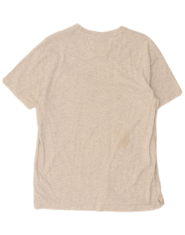 Camiseta masculina Crew Clothing Top grande algodão manchado cinza