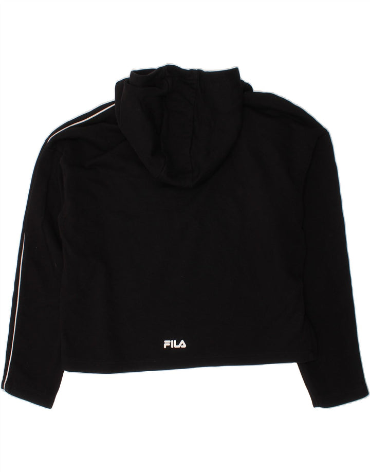 PUMA Girls Graphic Crop Hoodie Jumper 15-16 Years Black Cotton Vintage Puma and Second-Hand Puma from Messina Hembry 