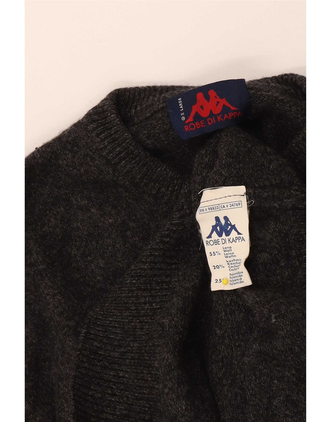 Suéter masculino Kappa com gola redonda XL lã cinza