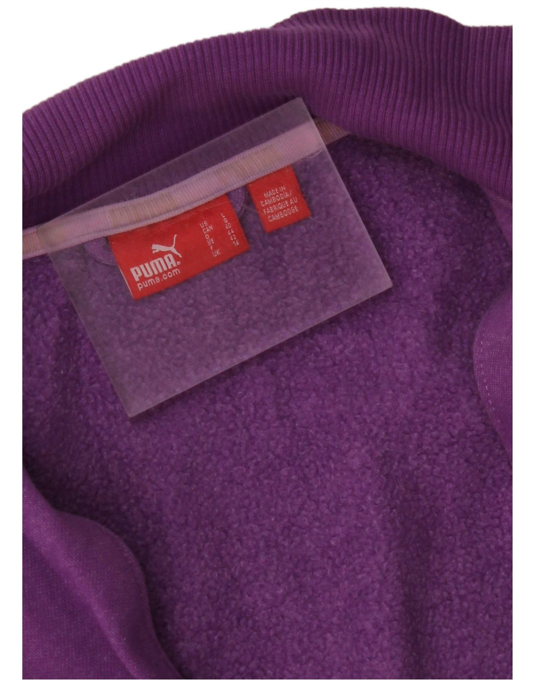 PUMA Womens Crop Graphic Tracksuit Top Jacket UK 14 Médio Roxo