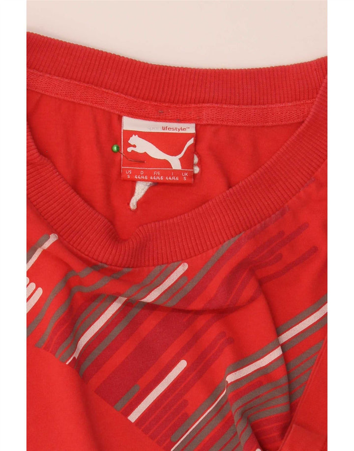 Puma Mens Graphic T-Shirt Top Pequeno Listrado Vermelho