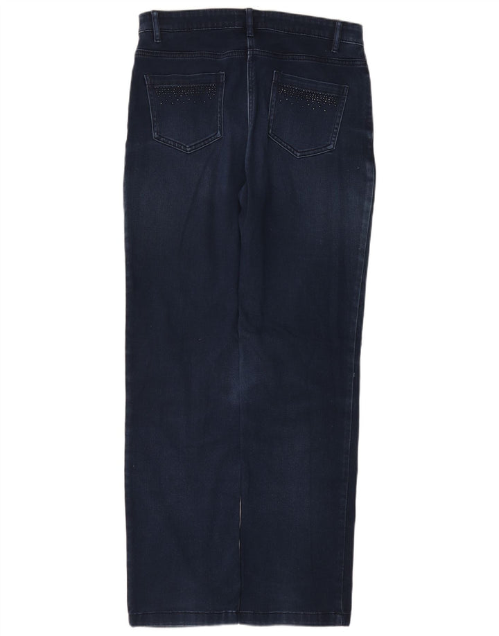 Jeans retos femininos Marks & Spencer Reino Unido 12 médio W30 L30 algodão azul