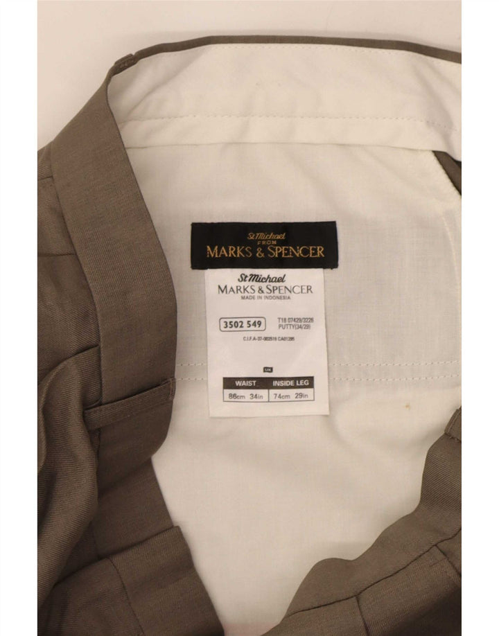 Calça Chino Masculina Marks & Spencer W34 L29 Cinza Poliéster