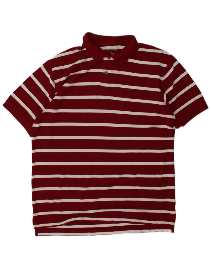 Camisa polo masculina L.L.BEAN grande algodão listrado marrom