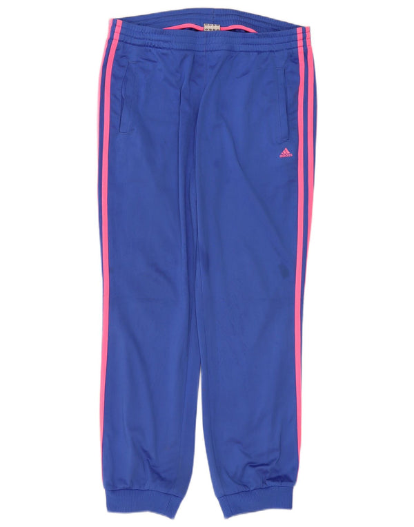 Adidas Womens Climalite Calças de treino Joggers UK 12/14 Médio Azul