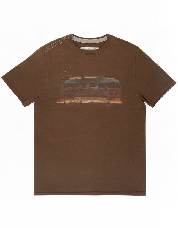 Camiseta masculina com estampa Fat Face, algodão manchado marrom médio
