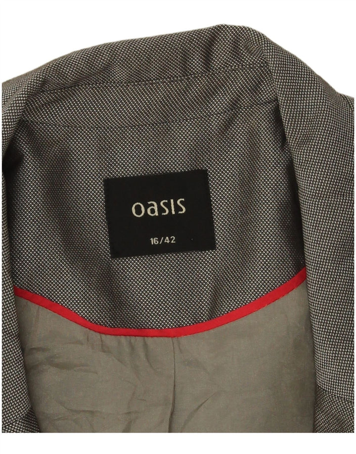 Jaqueta blazer feminina Oasis, manga 3/4, 1 botão, Reino Unido 16, grande, cinza, poliéster