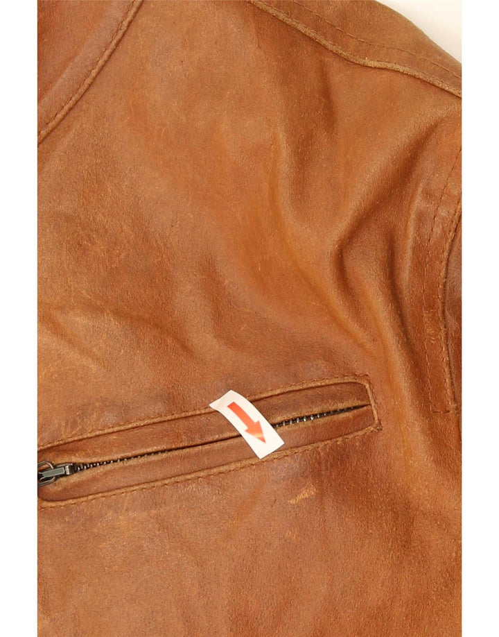 Jaqueta de couro masculina Bata UK 38 marrom médio