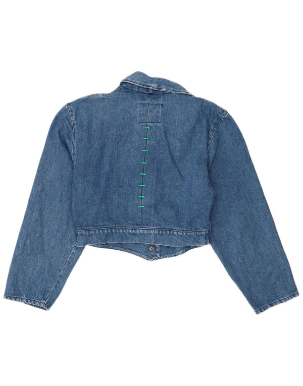 Jaqueta jeans feminina vintage UK 10 algodão azul pequeno
