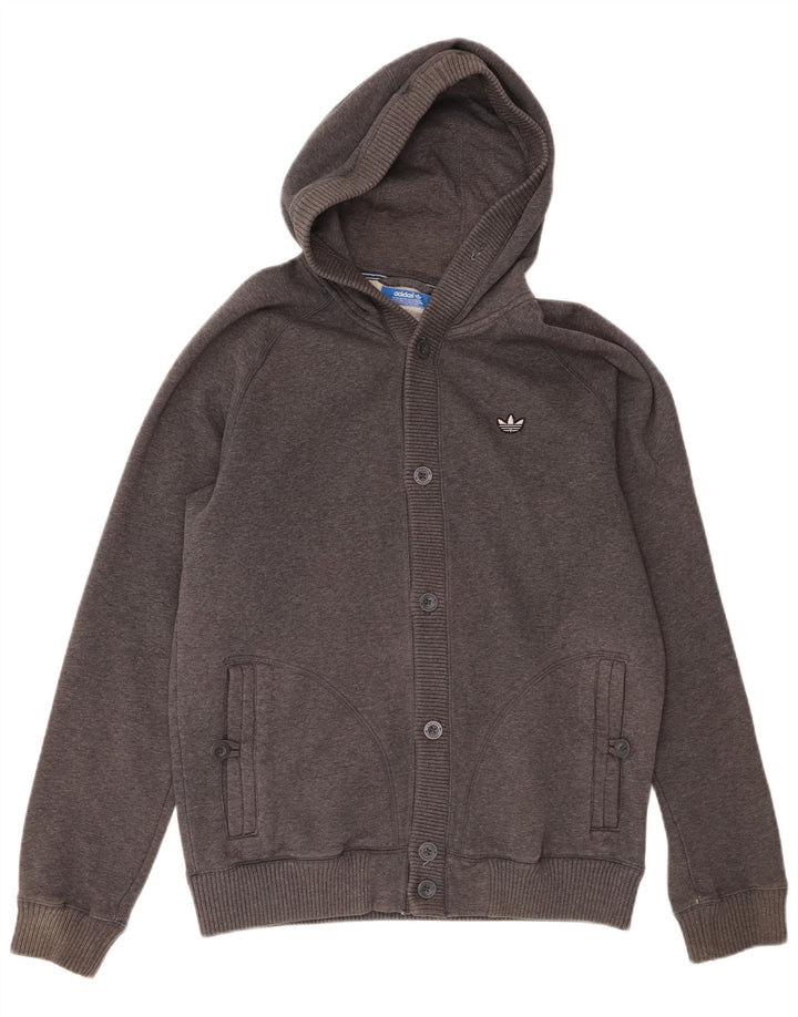 Adidas masculino moletom com capuz jaqueta superior algodão cinza médio