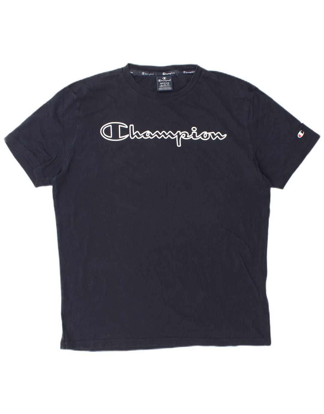 Camiseta gráfica masculina CHAMPION Top médio algodão azul marinho