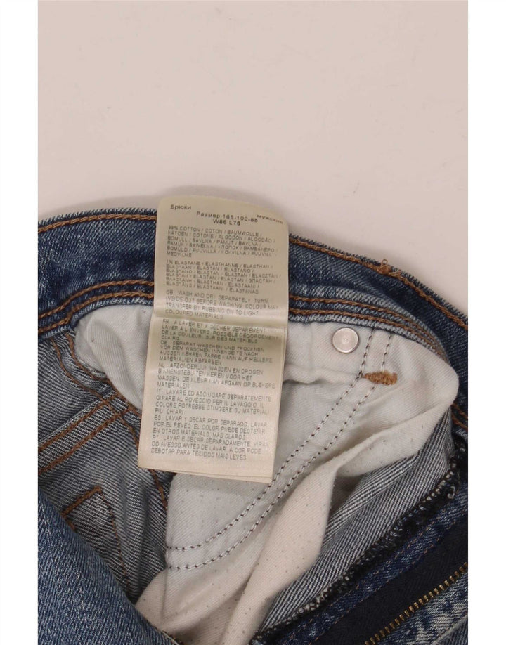 Wrangler Mens Straight Jeans W34 L30 Azul Algodão