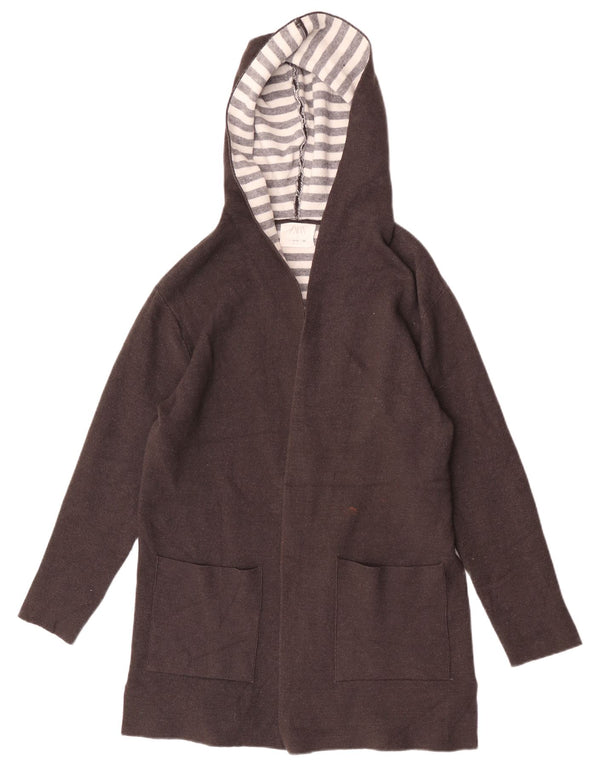 Zara Suéter cardigã feminino com capuz e palangre 13-14 anos cinza viscose