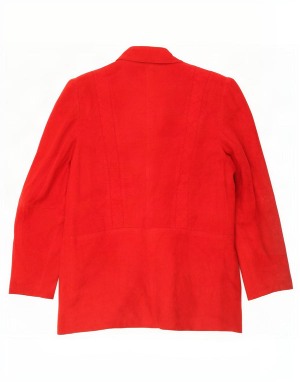 Jaqueta blazer feminina vintage de camurça com 1 botão Reino Unido 12 vermelho médio
