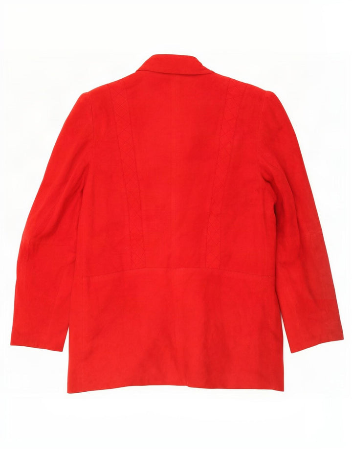 Jaqueta blazer feminina vintage de camurça com 1 botão Reino Unido 12 vermelho médio