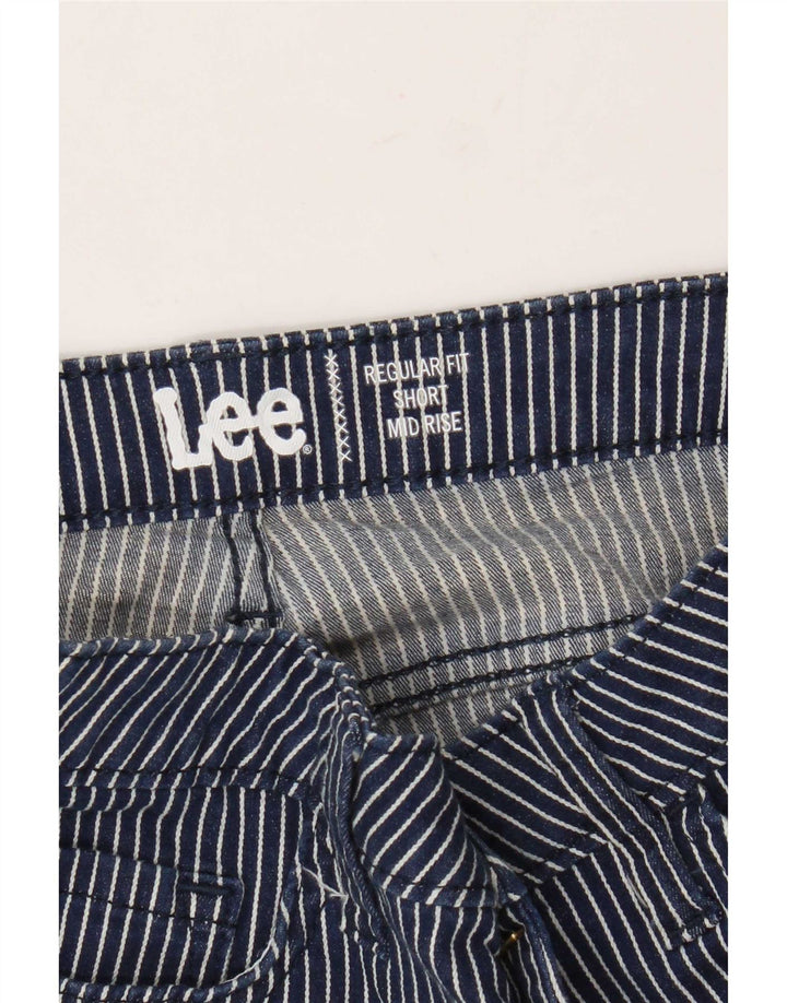 Lee Shorts feminino de cintura média casual W30 risca de giz azul marinho médio