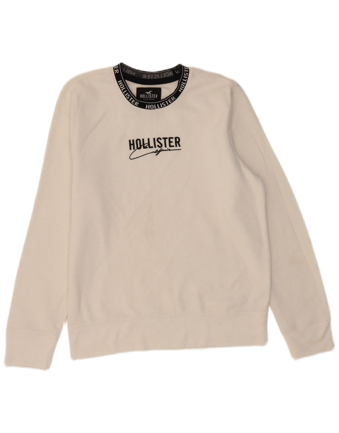 HOLLISTER moletom masculino gráfico jumper médio algodão branco