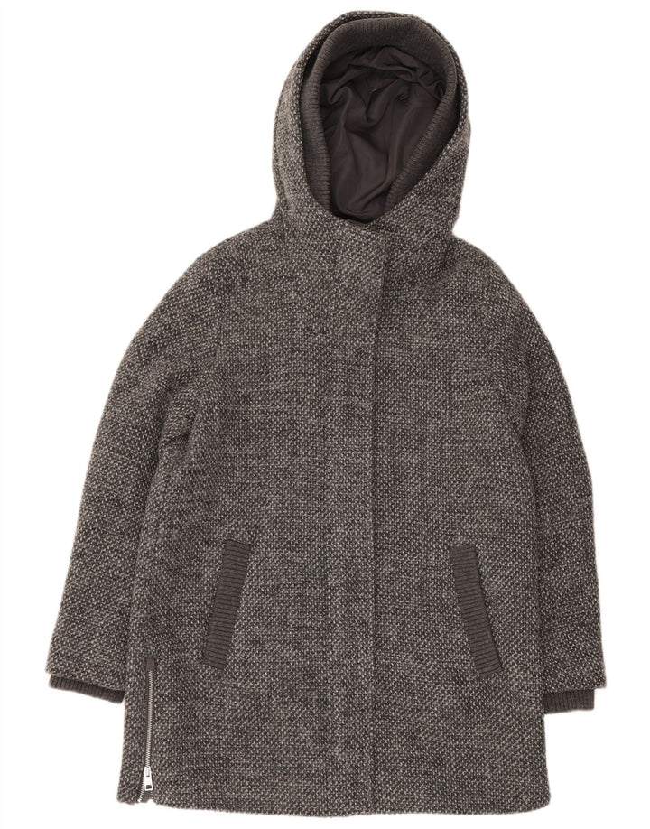 Sobretudo feminino Esprit com capuz UK 16 grande poliéster manchado cinza