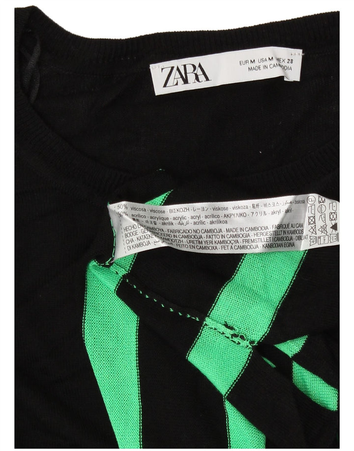 Zara Suéter feminino com estampa abstrata e gola canoa Reino Unido 14 médio preto