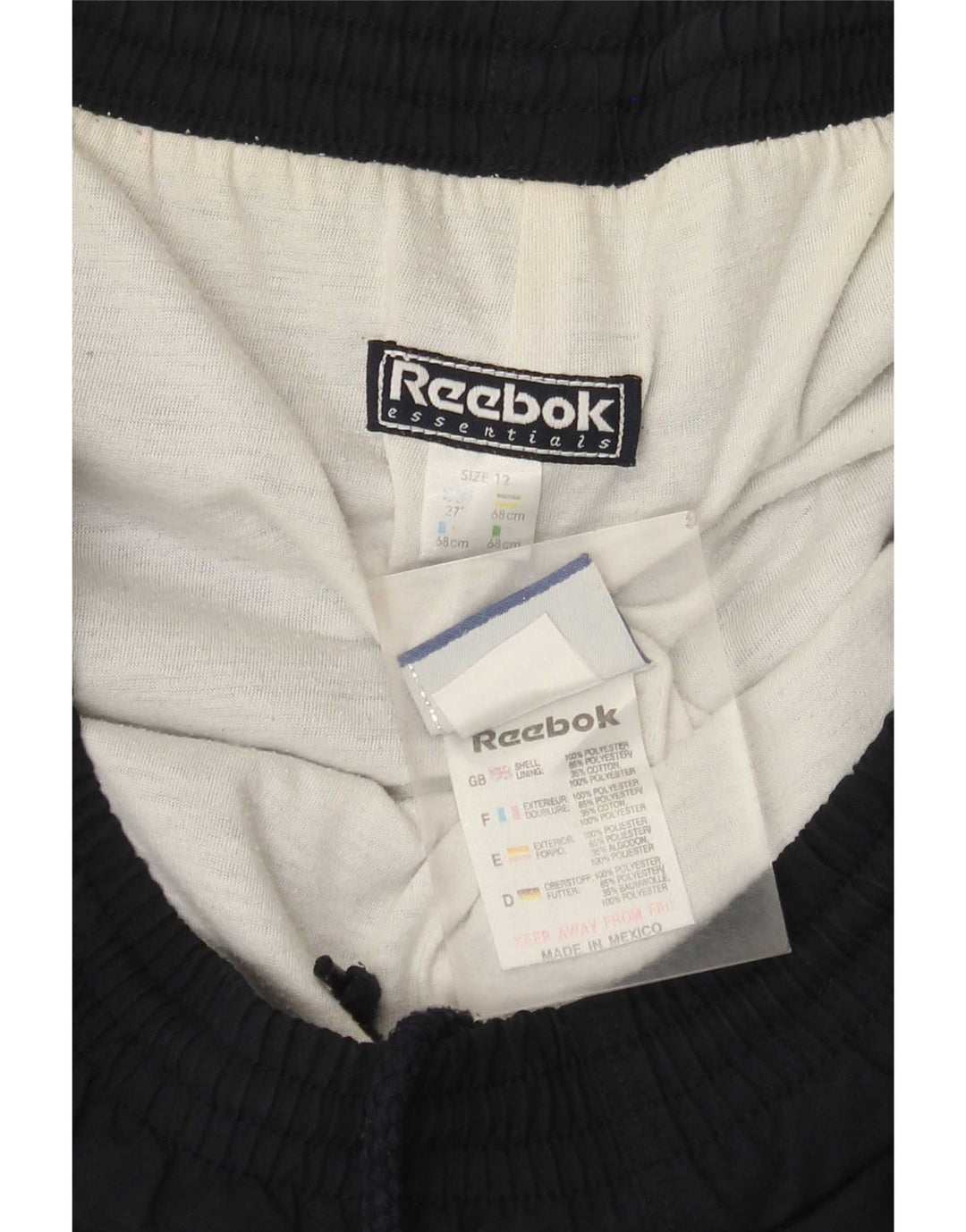 Calça de treino feminino Reebok US 12 grande poliéster azul marinho