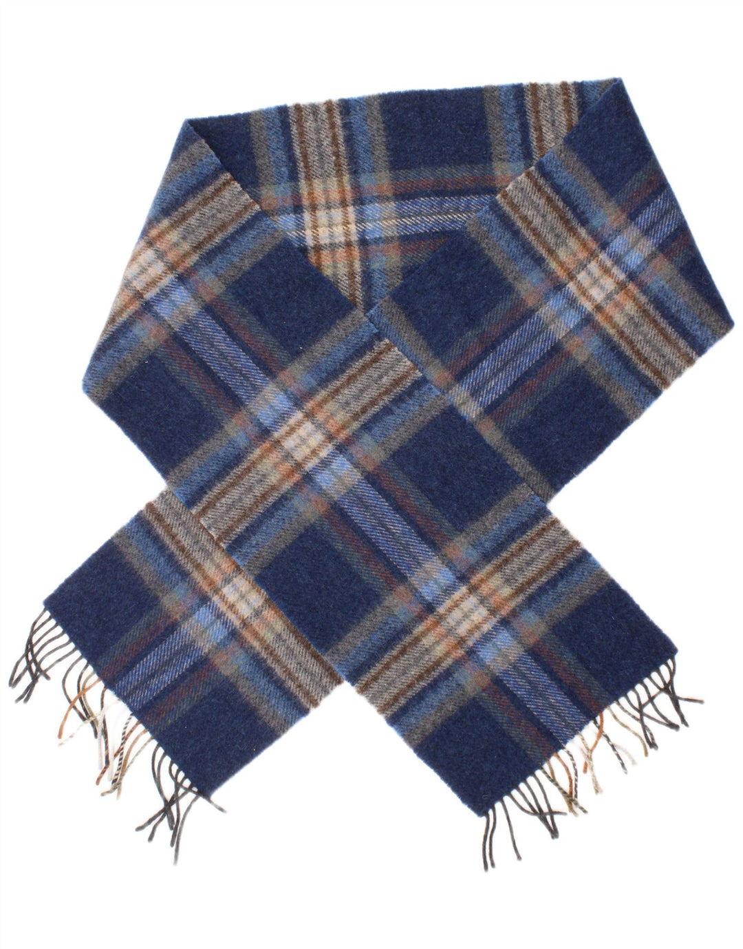 Lenço retangular masculino Blarney tamanho único xadrez azul lã de cordeiro clássico