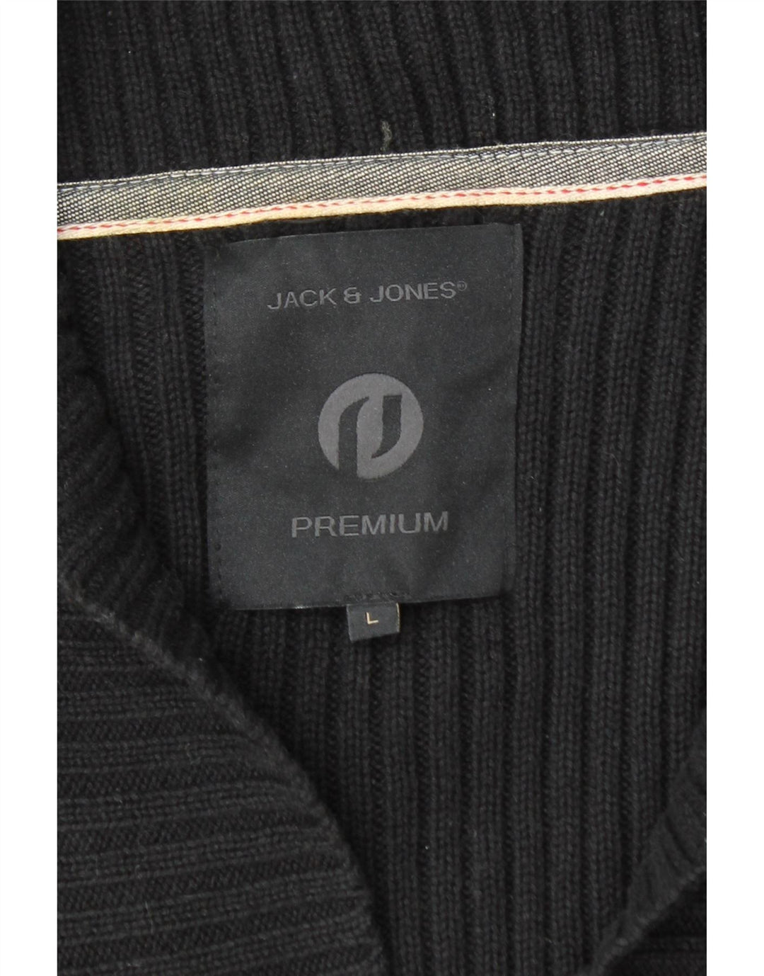 Suéter cardigã masculino Jack & Jones grande algodão preto