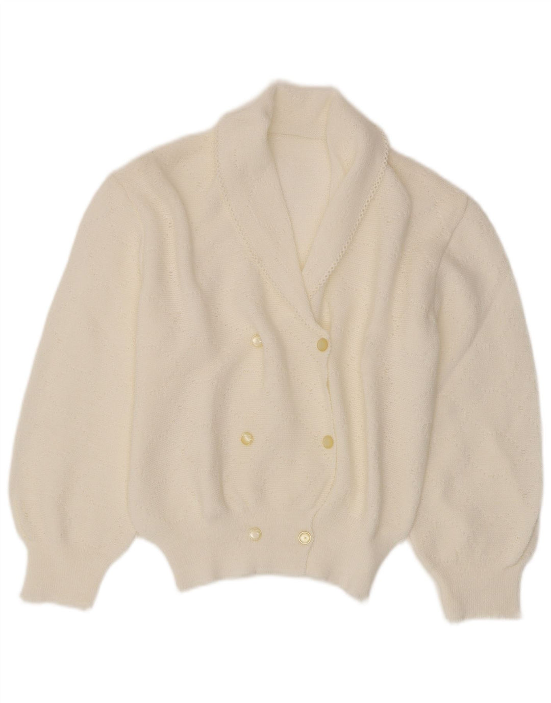Suéter Cardigan Feminino Vintage UK 12 Médio Branco