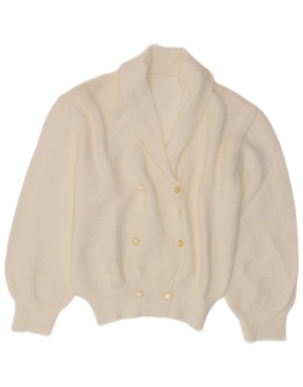 Suéter Cardigan Feminino Vintage UK 12 Médio Branco